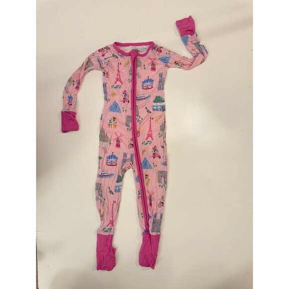 Little Sleepies Other - Little Sleepies Weekend In Paris Print Zippy Pajamas 12–18M Bamboo Pink